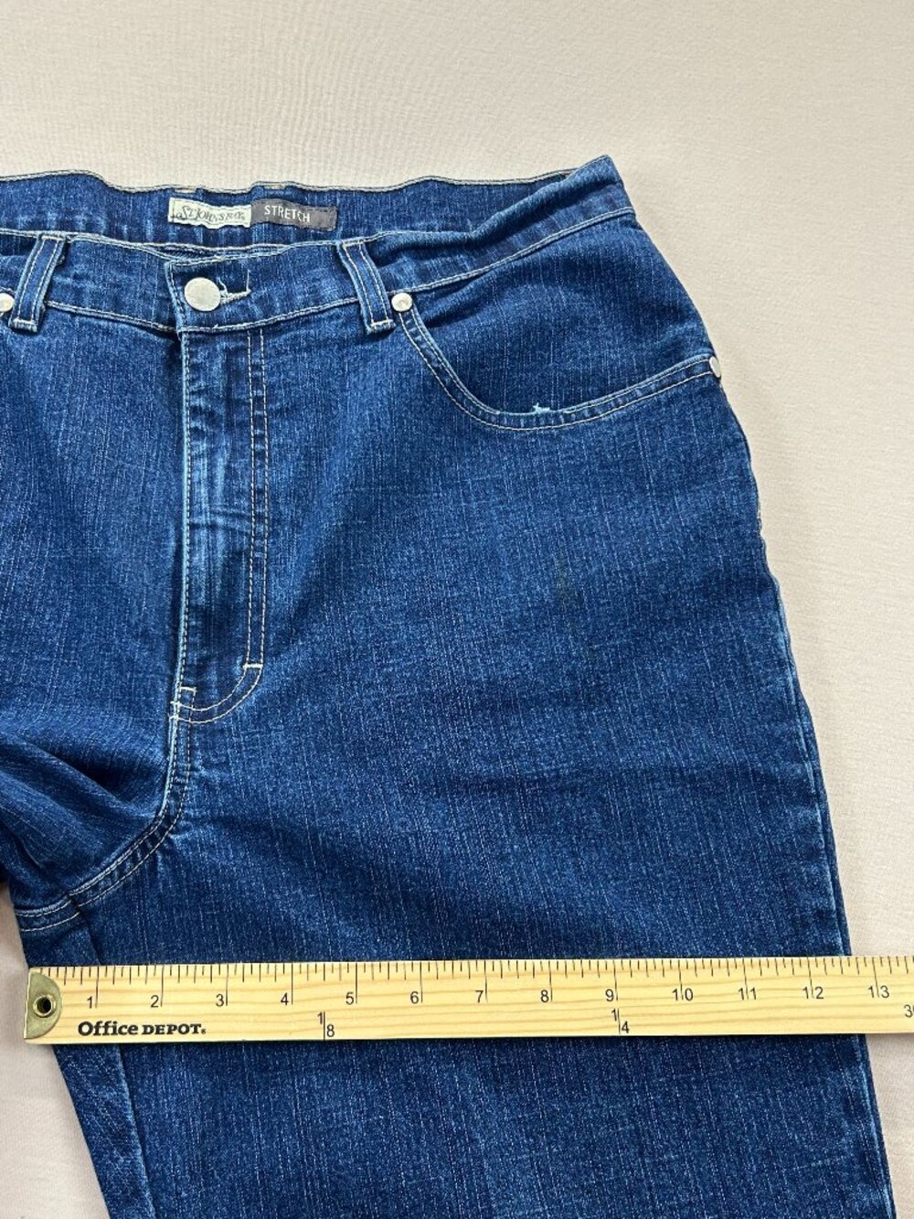 St Johns Bay Jeans Womens Size 14S Blue Denim High Rise Straight Stretch - Picture 9 of 13
